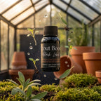 Trout Boost Black Label 1 oz bottle in a greenhouse